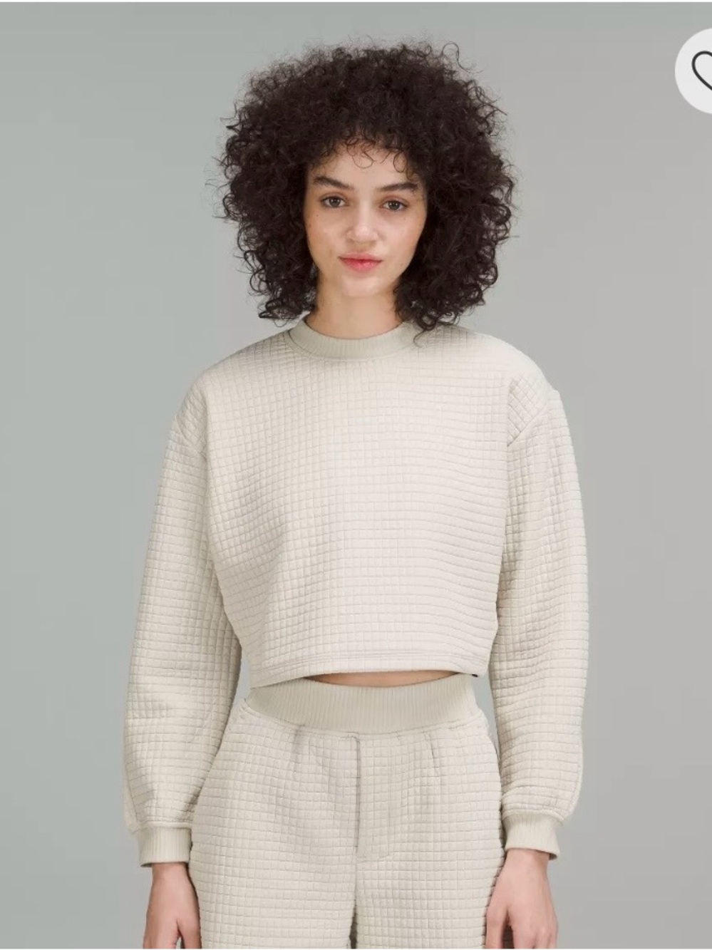 Lululemon Lab Textured Grid Cropped Pullover Tan Cream Beige